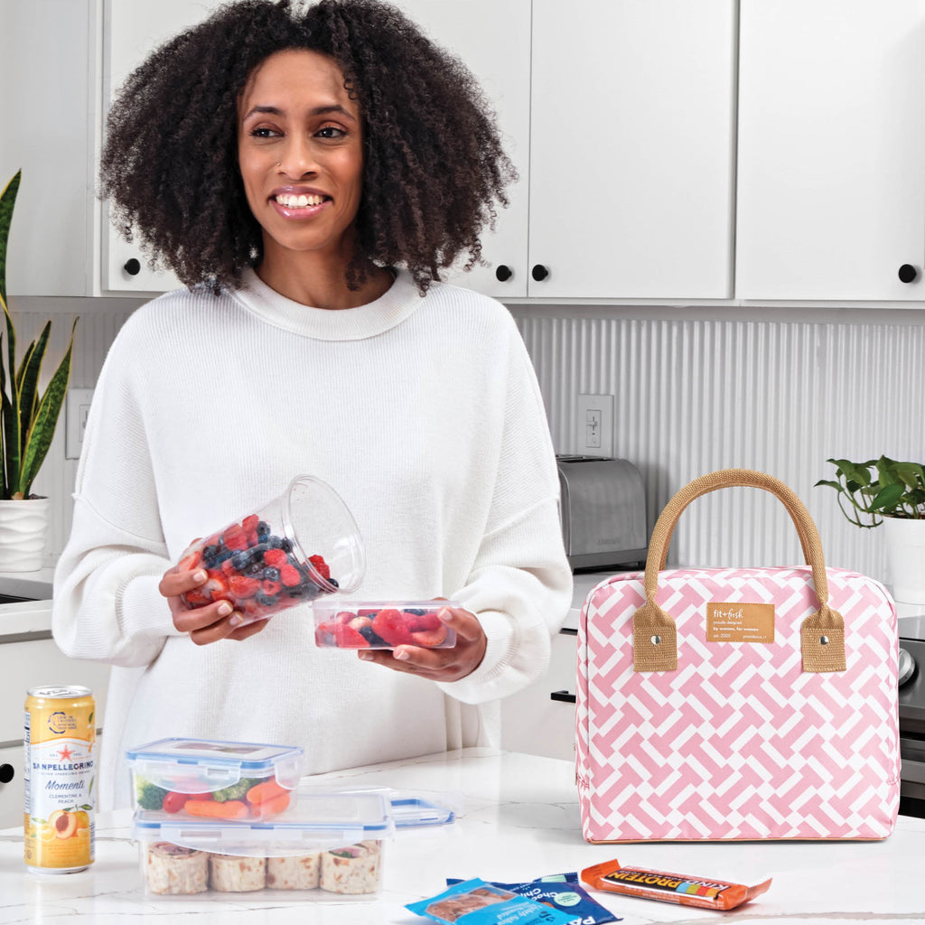 Bloomington Lunch Bag, Dusty Rose Geo