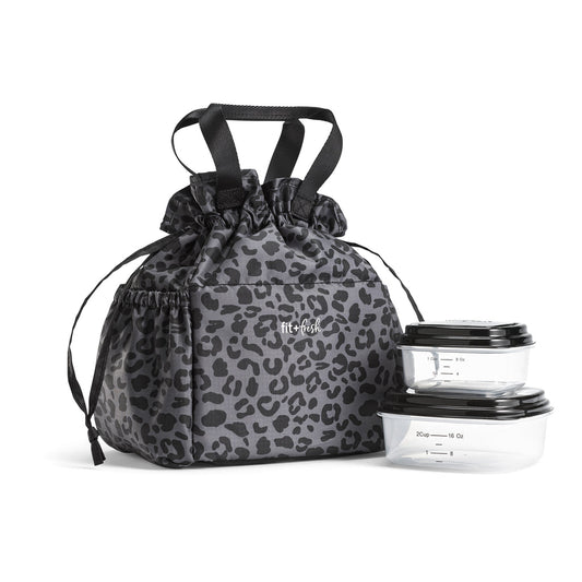 Cromwell Cinch Lunch Tote, Charcoal Cheetah