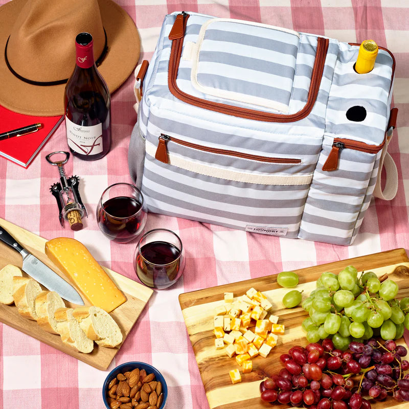 Dual Compartment Cooler, Gray Newport Stripe