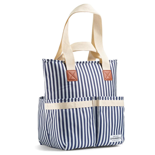 Wine Cooler Tote, Navy Vineyard Stripe
